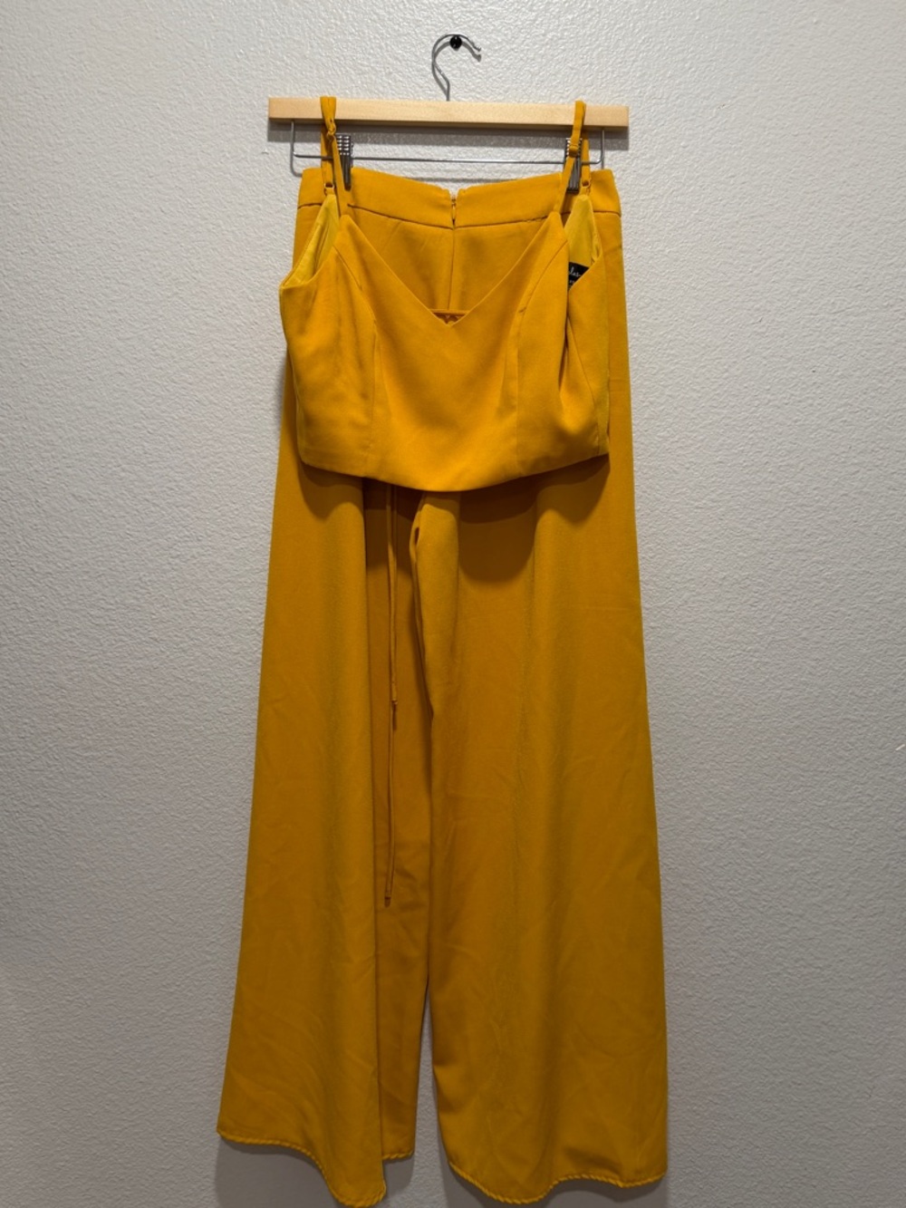 MATCHING SET - Wide-Leg Jumpsuit in Mustard Yellow with matching cropped top